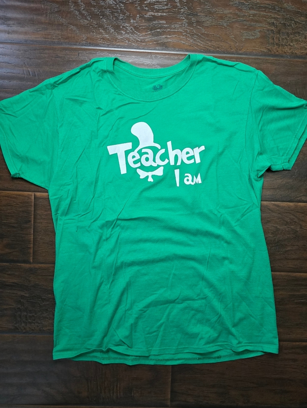 Teacher I Am Green Fruit of the Loom Short Sleeve Tee Shirt Medium